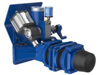 Pneumatically operated drawbar coupling for trailers with articulated drawbar.